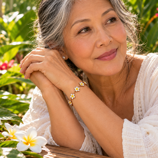 Pua Melia Enamel Plumeria Bracelet