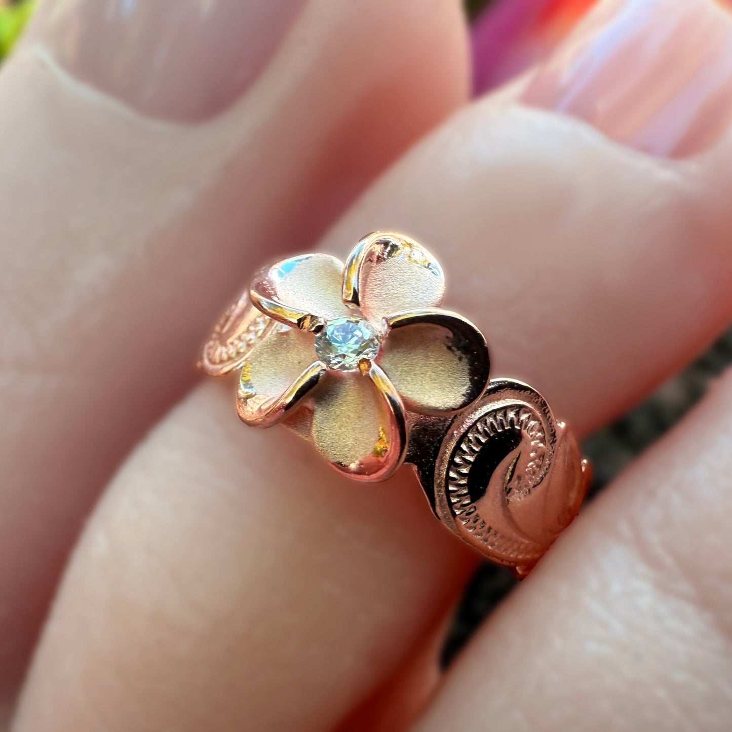 Plumeria Hawaiian Scroll Toe Ring