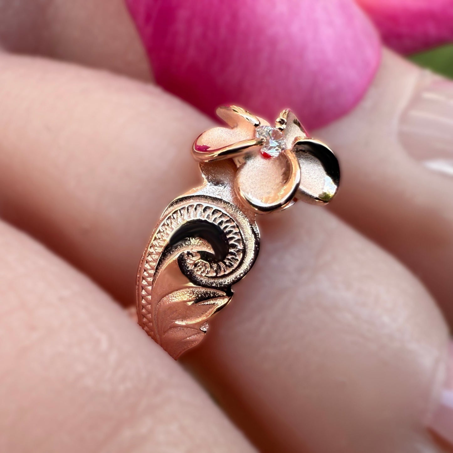 Plumeria Hawaiian Scroll Toe Ring