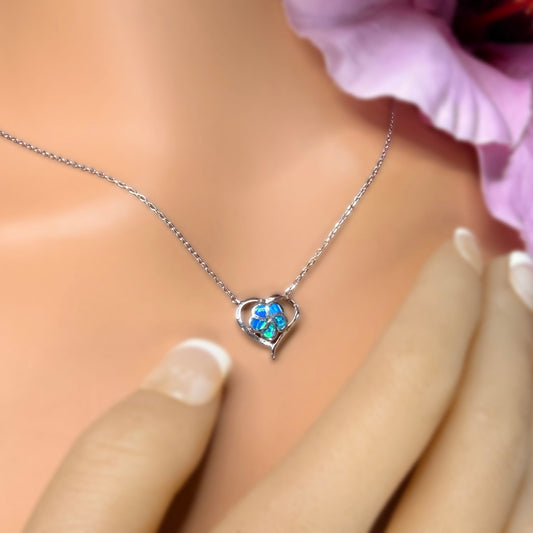 Pua Plumeria Heart Opalite Jewelry