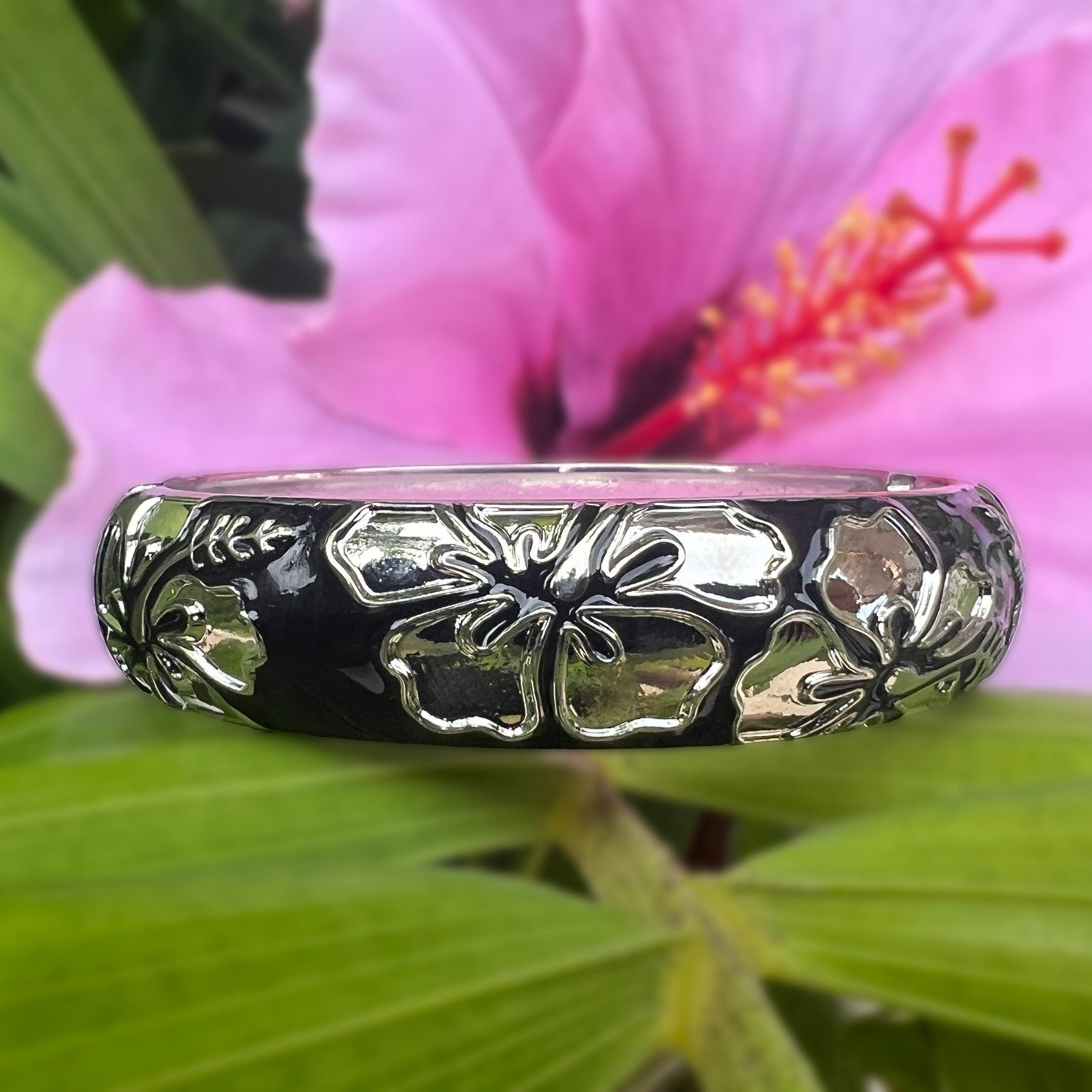 NEW! Puanani Hibiscus Flower Bangle Set of 2 – Showcase Hawaii