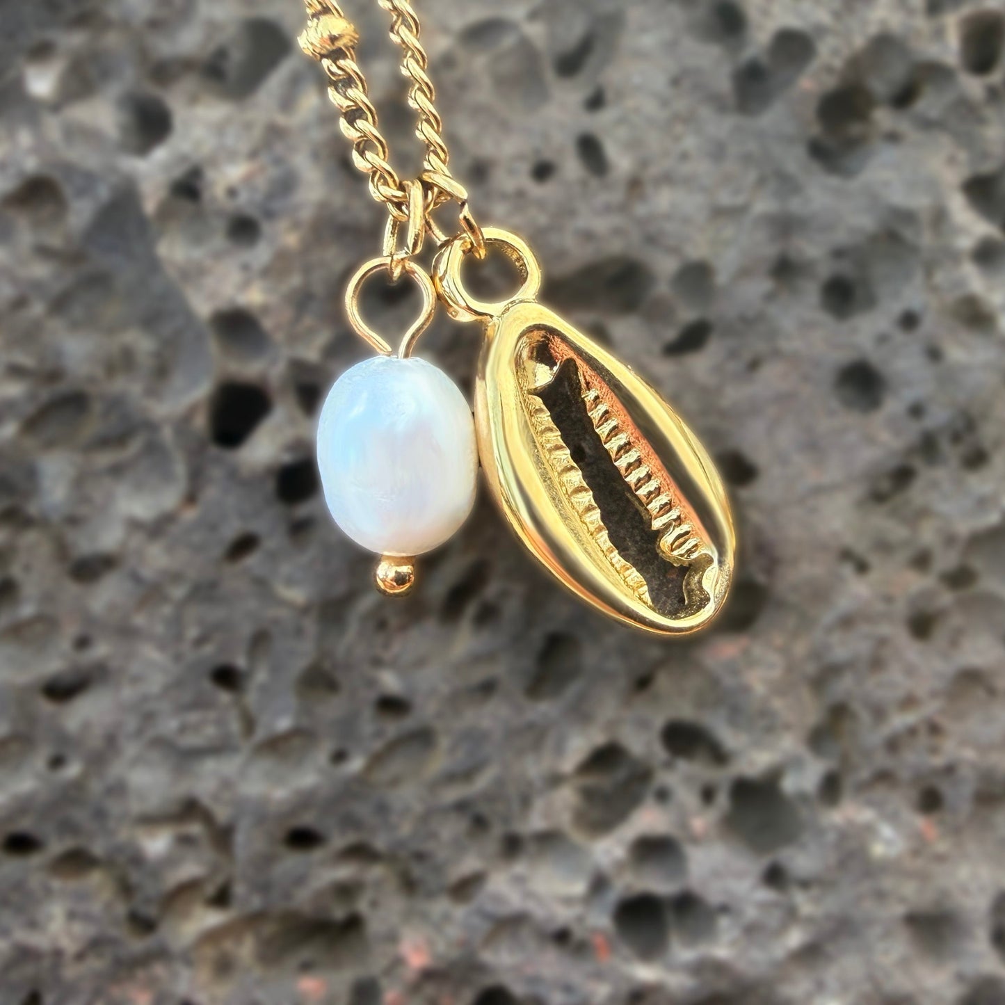 Set of 2 Kahakai Pearl Sea Charm & Shell Necklaces
