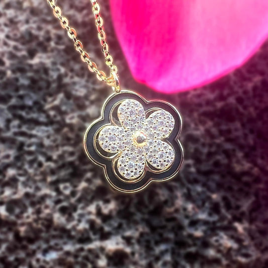 Spinner CZ Plumeria Flower Pendant