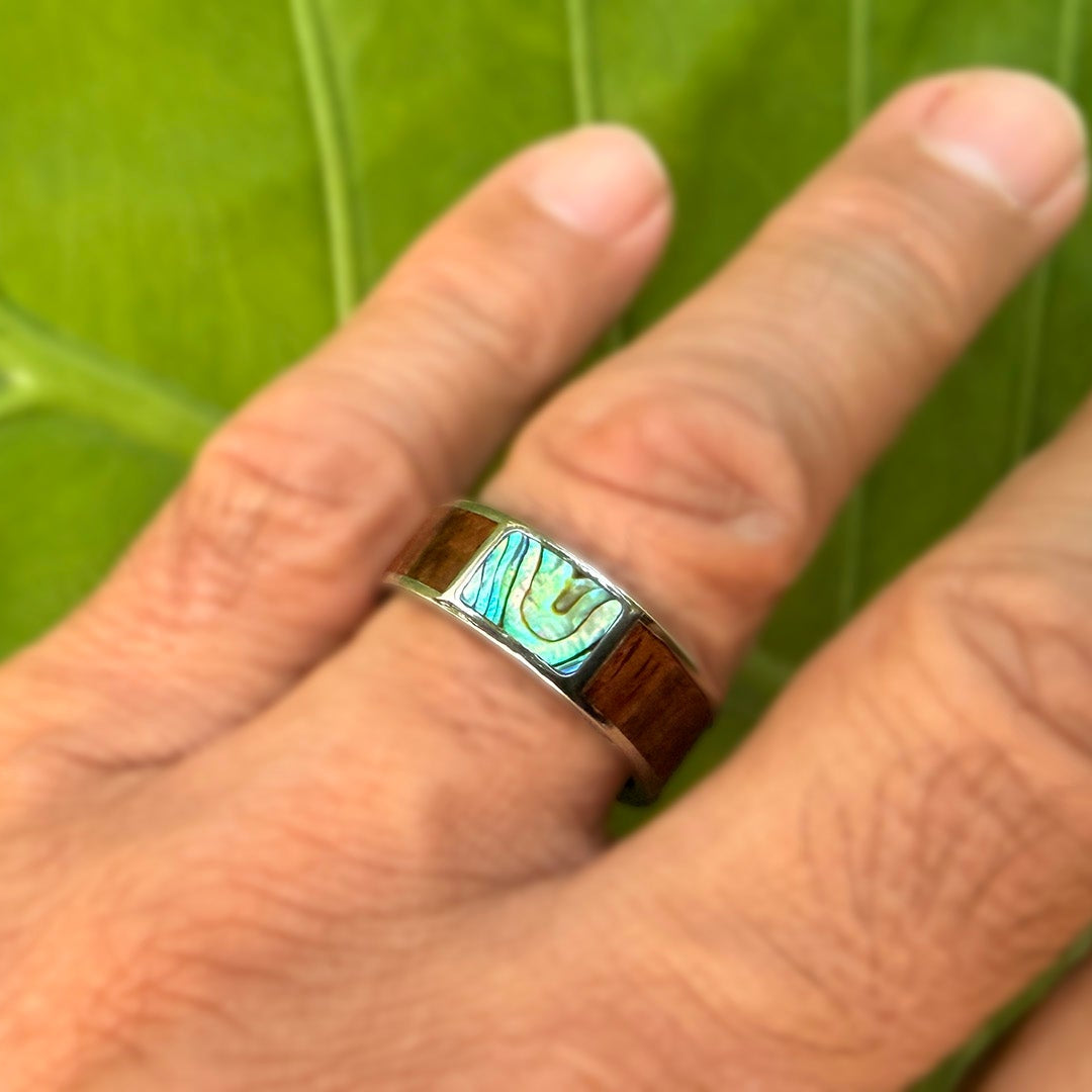 Wai Momi Koa Wood Titanium 8MM Ring