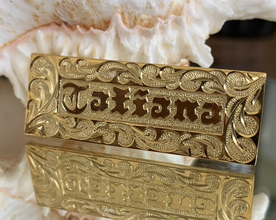 Nameplate in with Raised Gold Lettering
