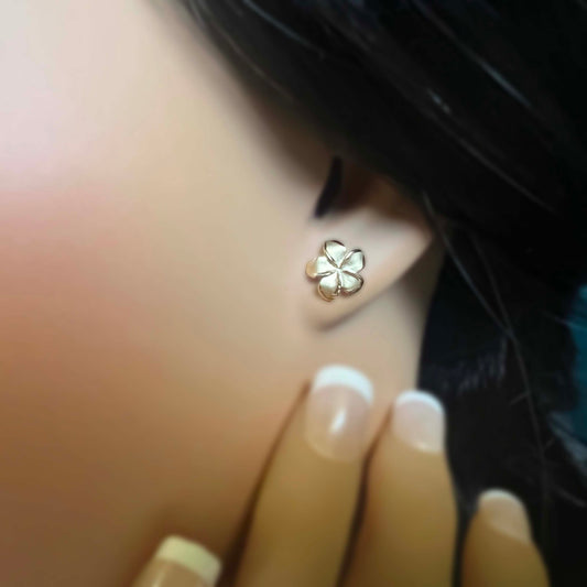 14K Gold Puanani Plumeria Earrings