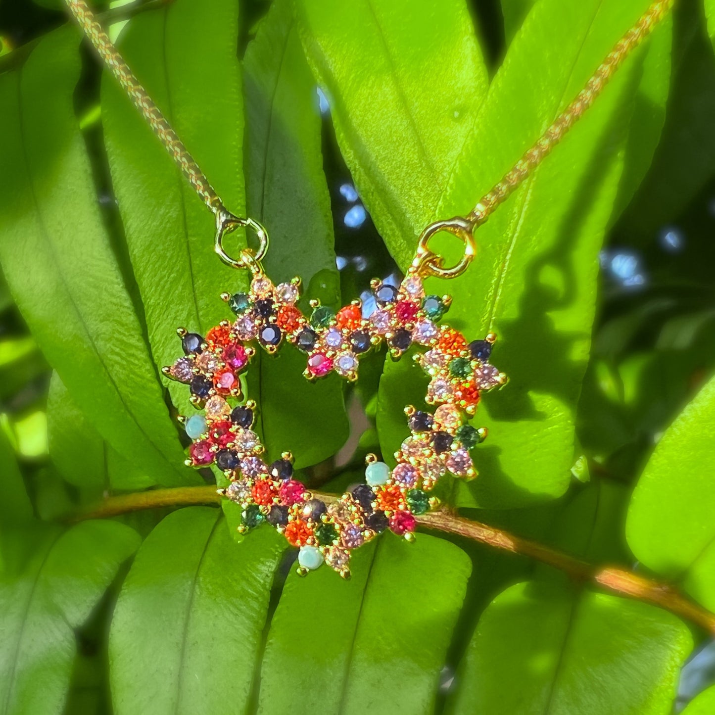 Puanani Multicolor CZ Heart Necklace