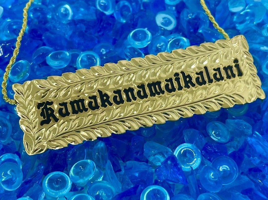 Nameplate with Maile Design and Longer Name