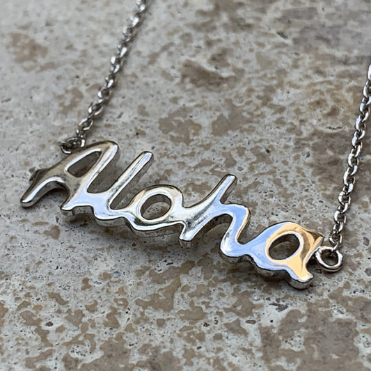 Aloha Sterling Silver Pendant Flat