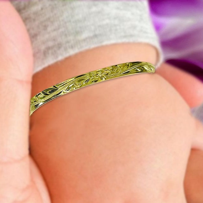 14K Gold Plated 4MM Adjustable Keiki Bangle