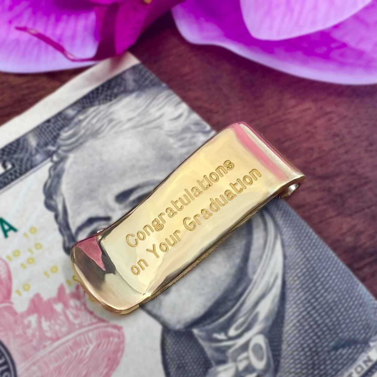 Hawaiian Scroll Custom Gold Plated Money Clip