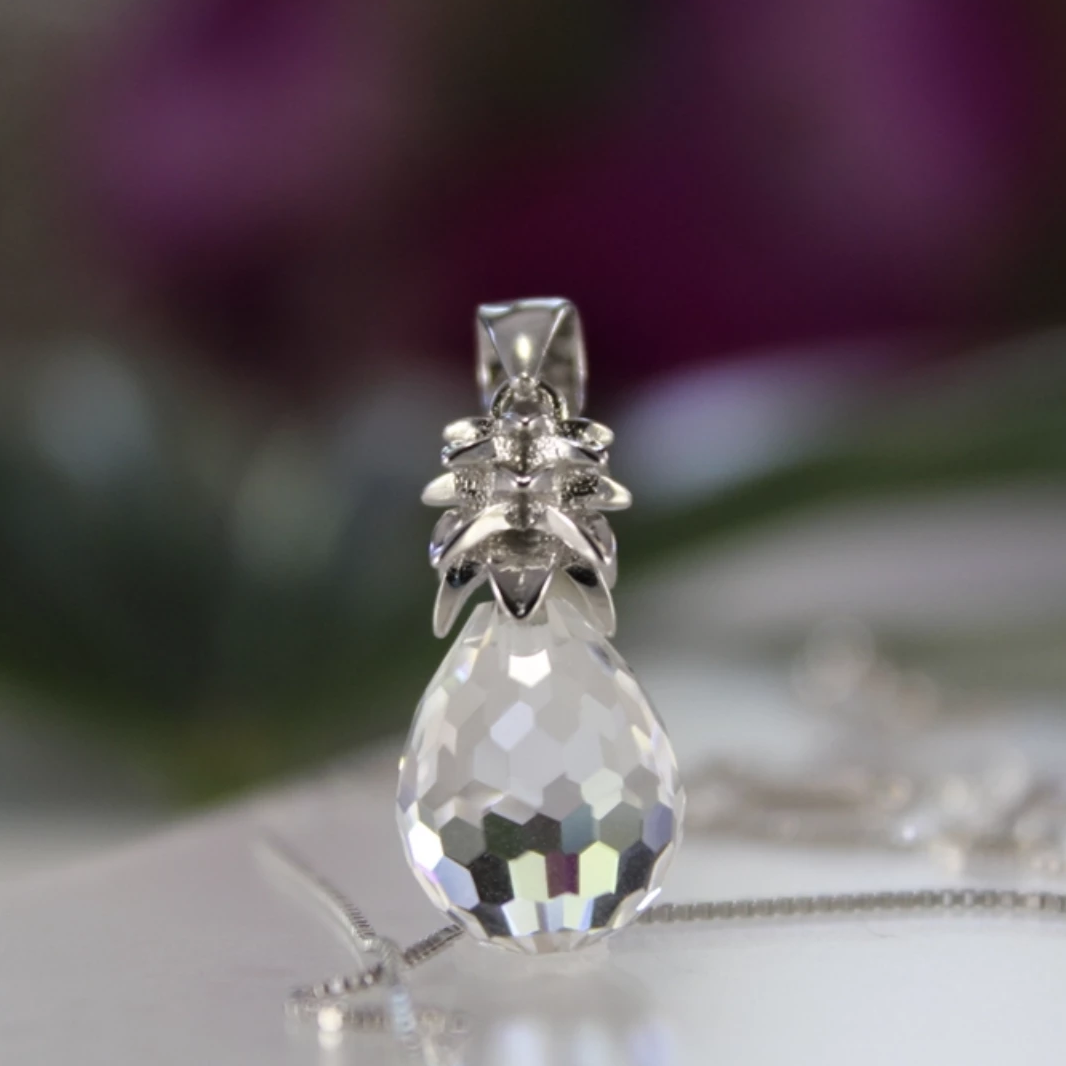 Crystal Pineapple Earrings & Pendant Set in Crystal Clear