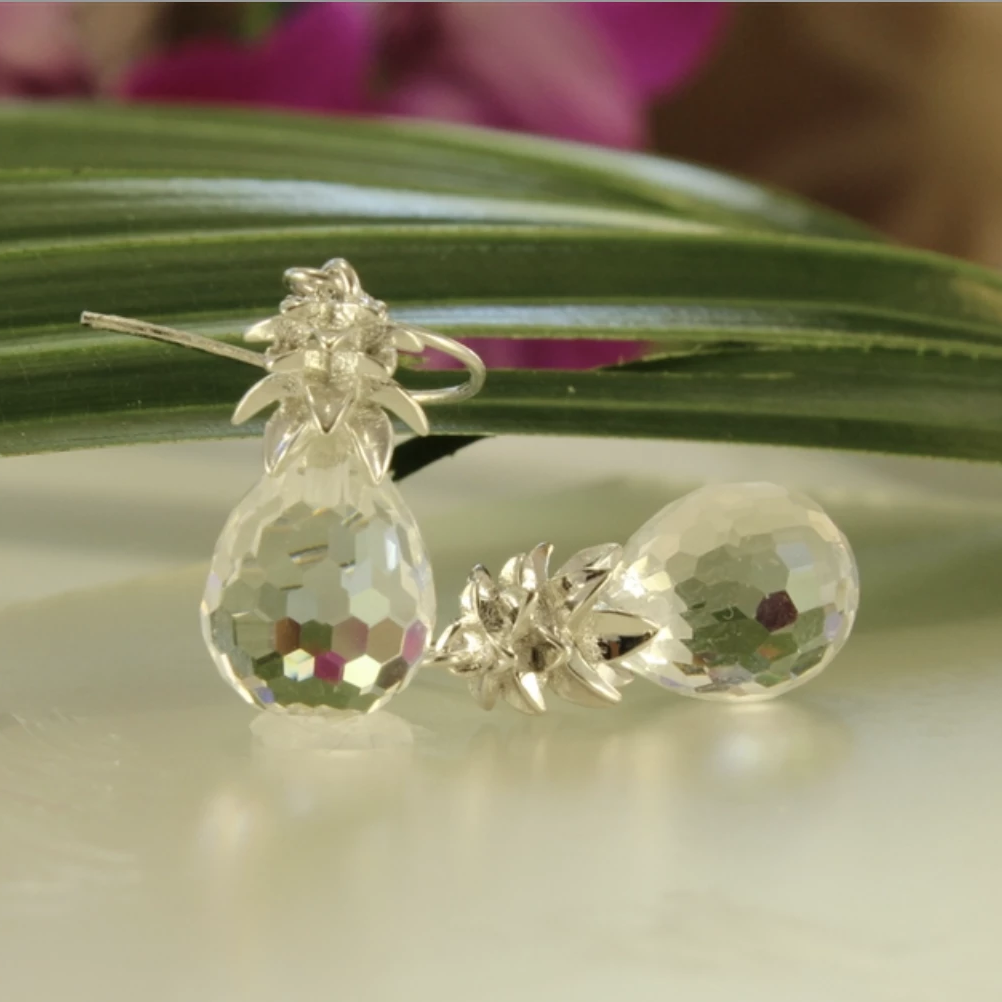 Crystal Pineapple Earrings & Pendant Set in Crystal Clear