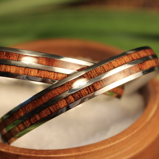 Double Koa Bangle closeup of two bangles