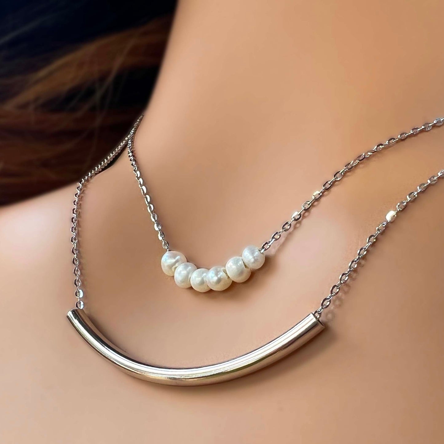Mino'aka "Smile" Freshwater Pearl Duo Necklace