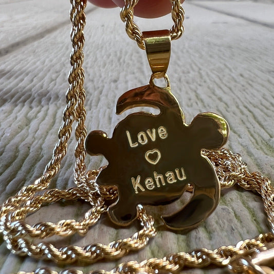 Hawaiian Scroll Custom Honu Initial Pendant