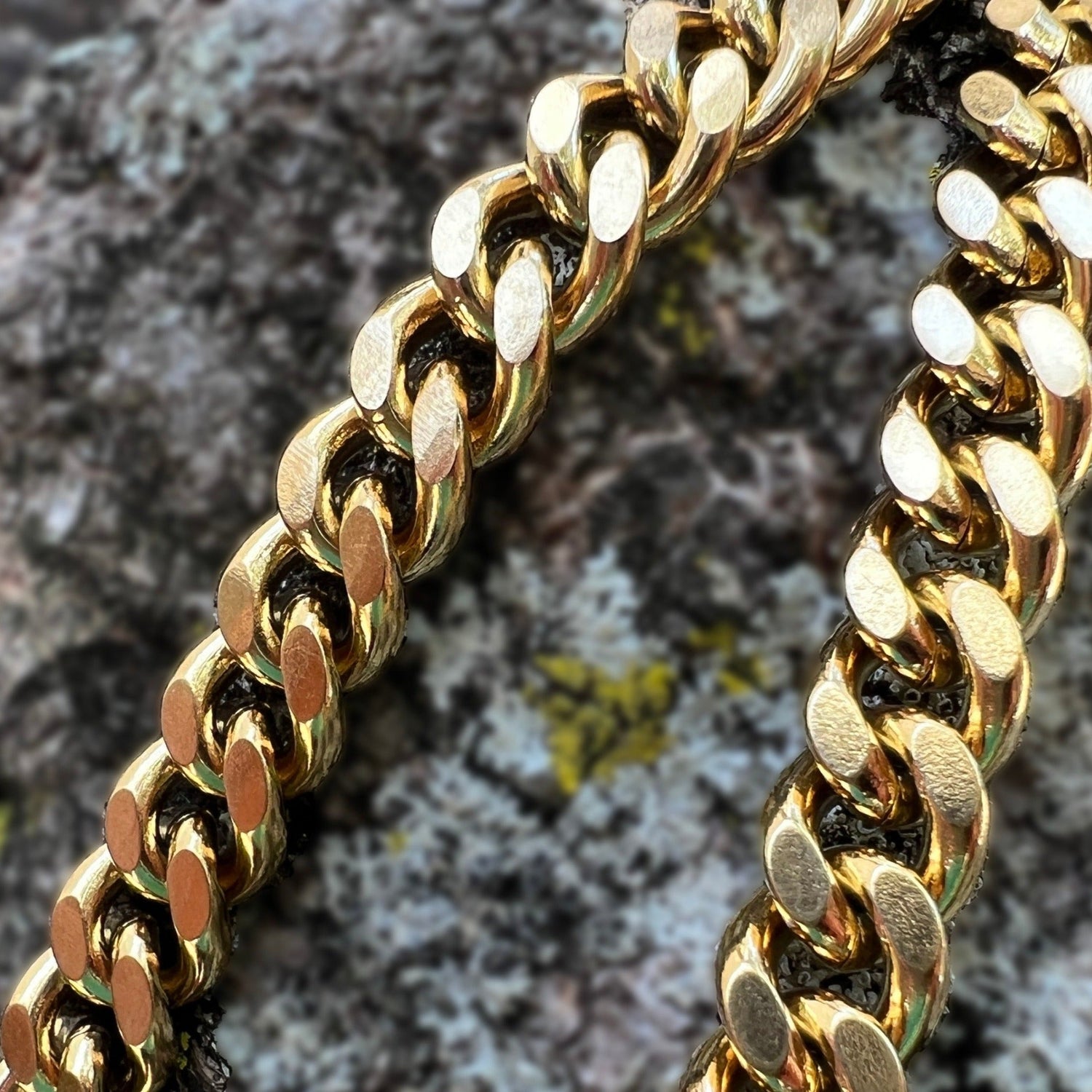 Lā'au Wood Fishhook w/6MM Curb Link Gold Plated Stainless Steel Chain