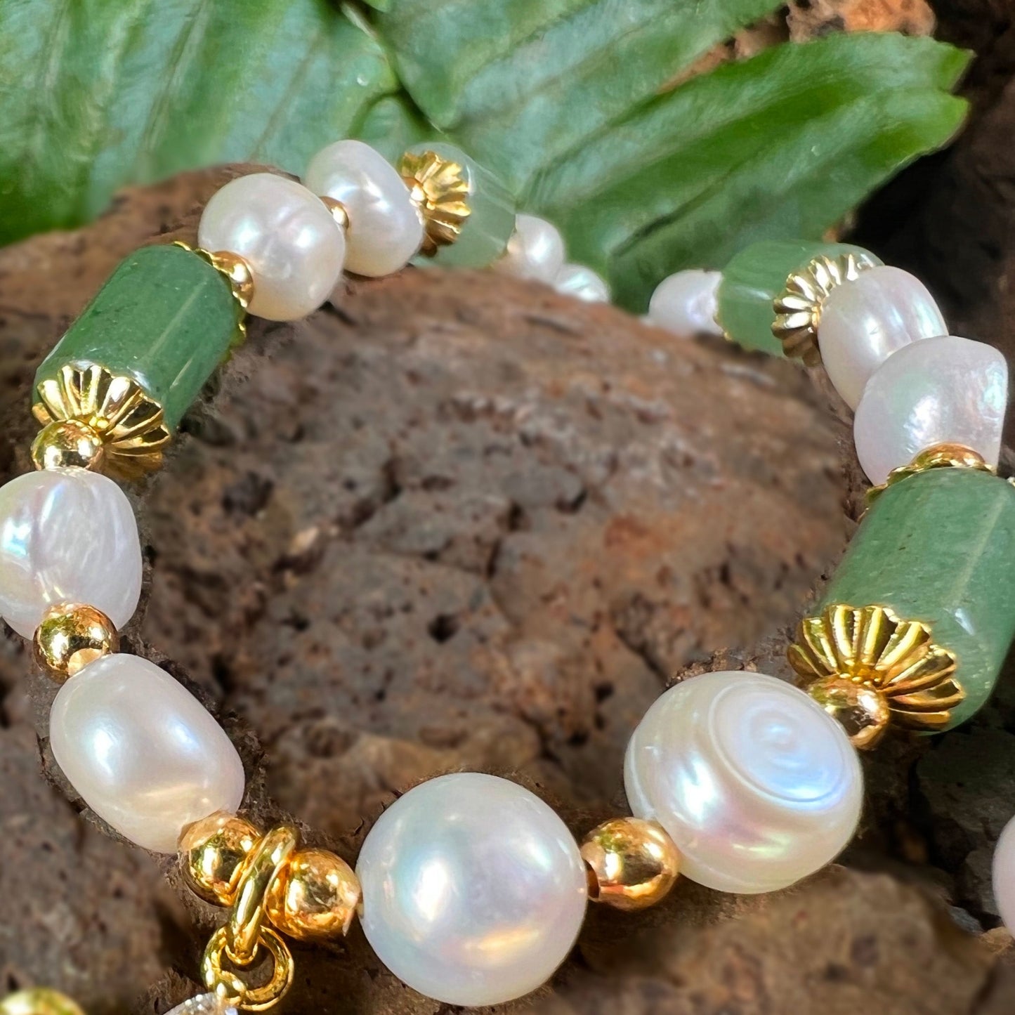 Charming Jade and Pearl Adjustable Bracelet