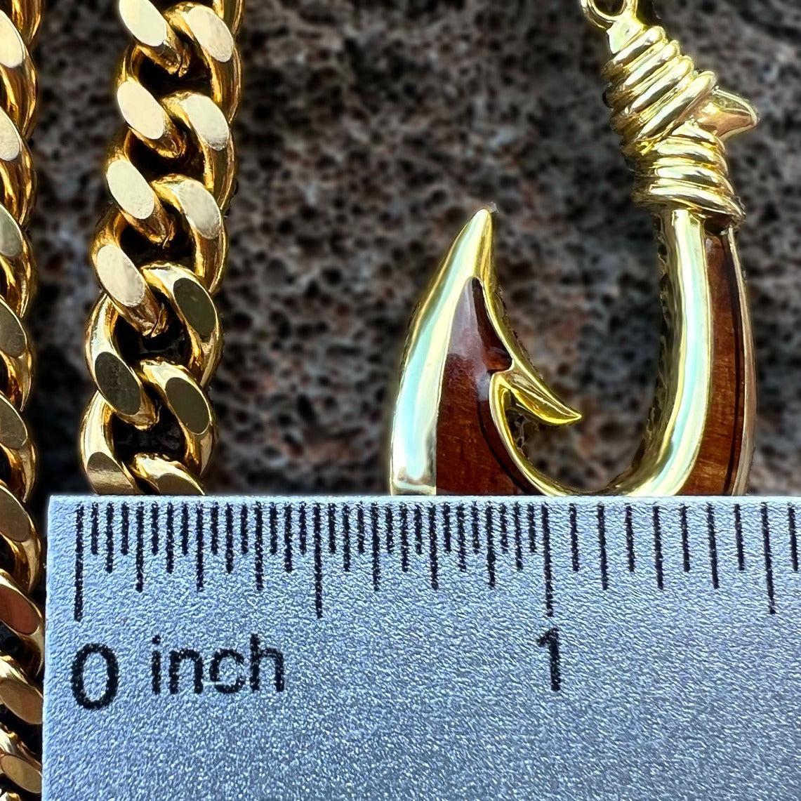 Solid 18K White Gold Fish Hook Pendant, large, 2 1/2 long, 9.7 grams,  Hawaiian