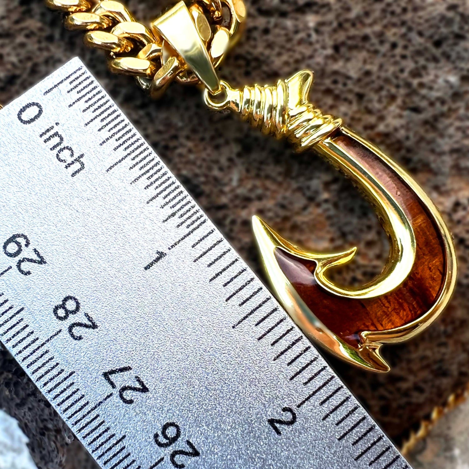 Solid 18K White Gold Fish Hook Pendant, large, 2 1/2 long, 9.7 grams,  Hawaiian