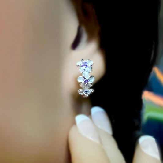 Po'ai Plumeria CZ Huggie Earrings