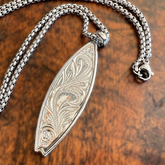 La’au Wood Petroglyph Honu Surfboard Pendant
