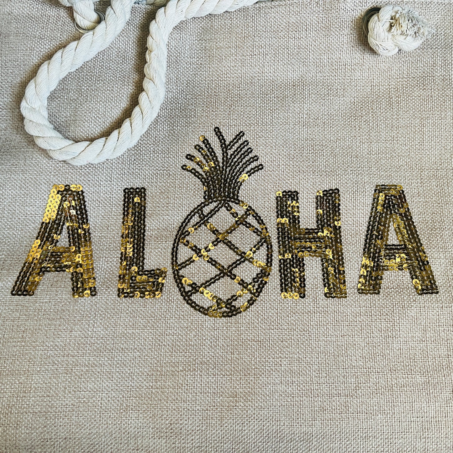Aloha Pineapple Shimmer Rope Tote