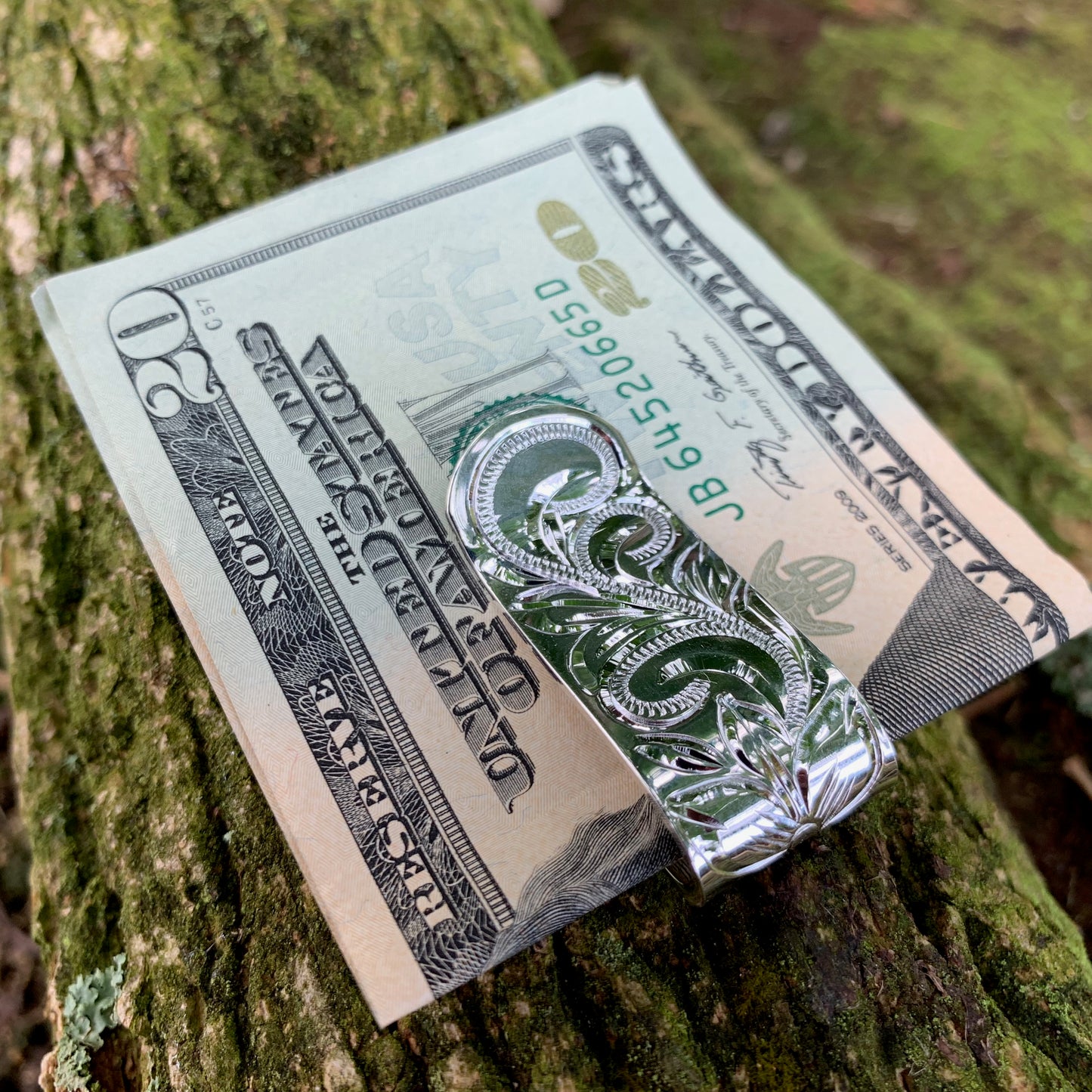 Hawaiian Scroll Money Clip Front