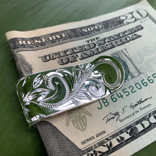 Hawaiian Scroll Money Clip Front