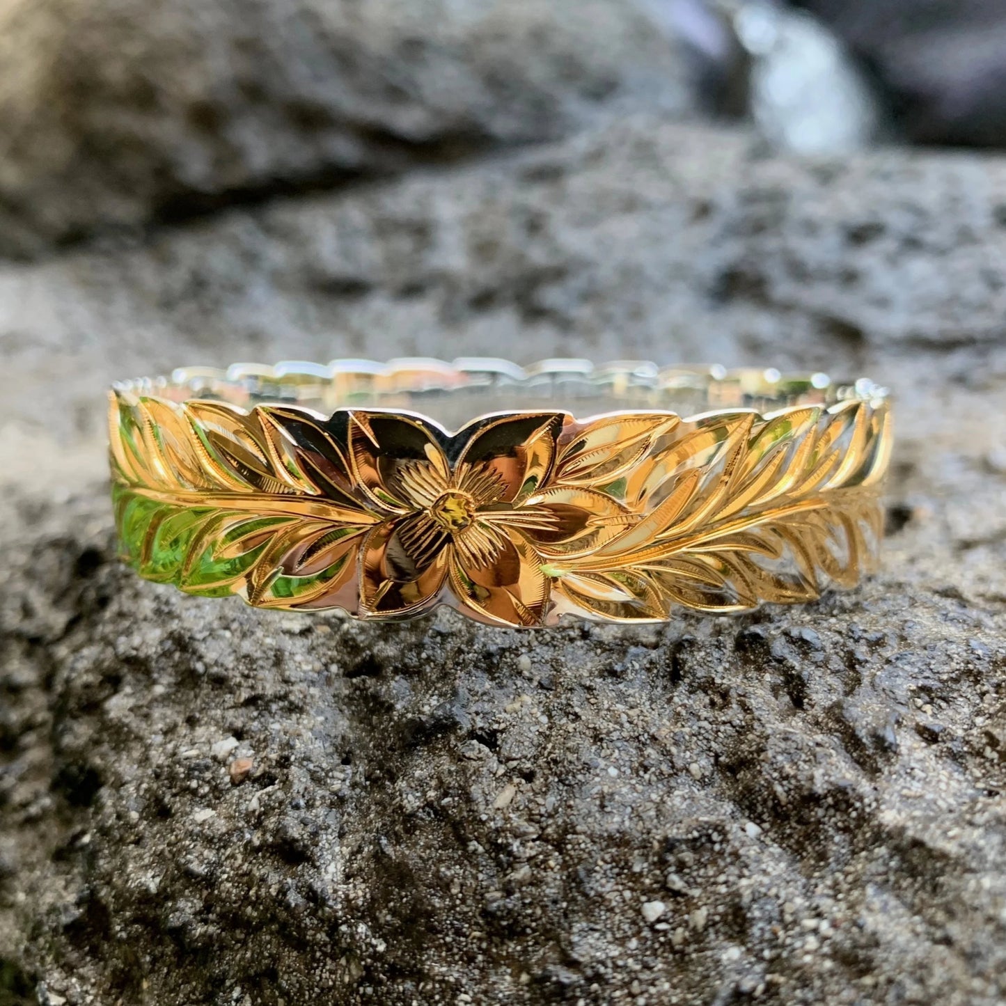 Maile Two Tone Gold on Silver Bangle or Cuff
