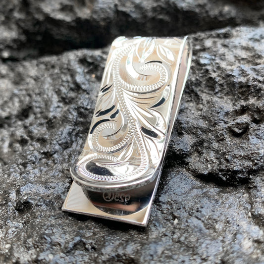 Hawaiian Scroll Money Clip Front Close Up