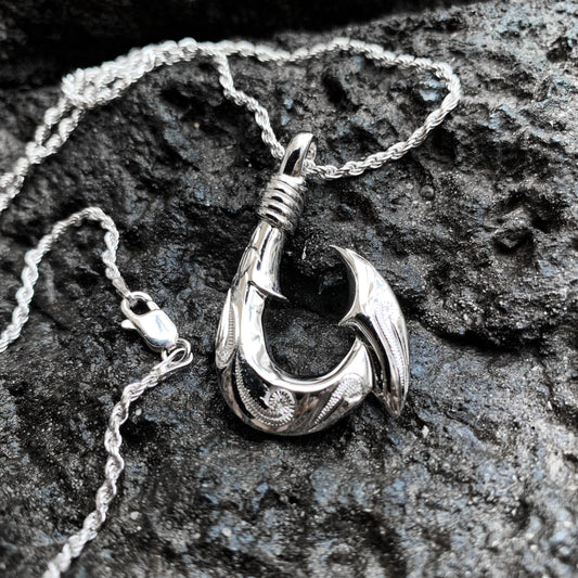 Hawaiian Scroll Sterling Silver Fish Hook