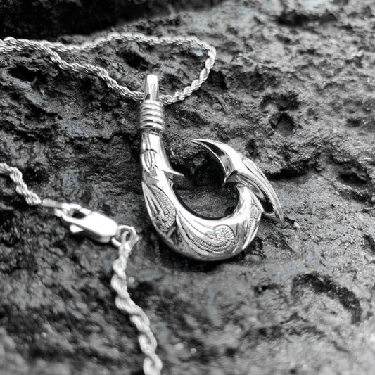 Hawaiian Scroll Sterling Silver Fish Hook
