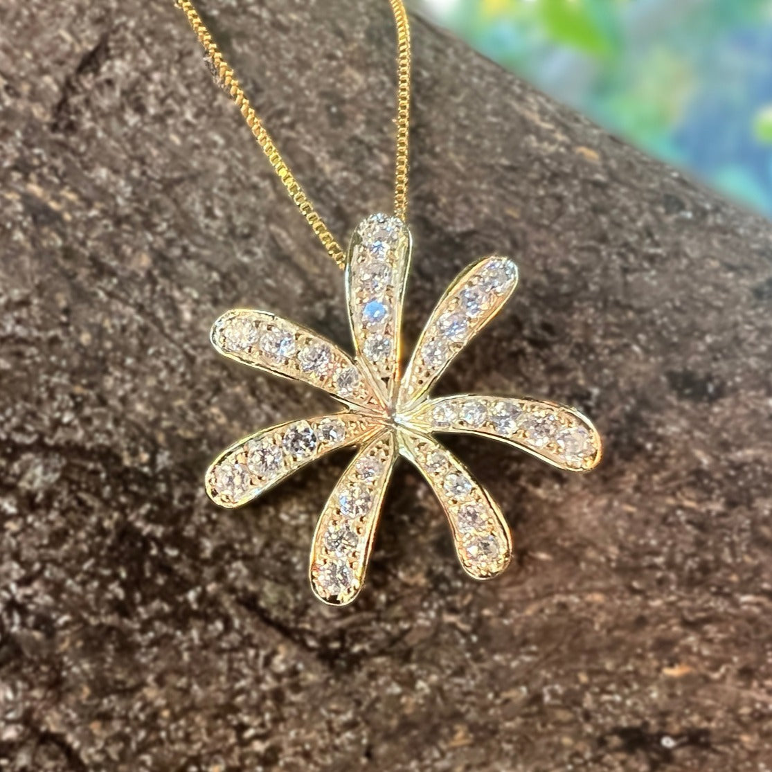 Tiare Flower Pave CZ Jewelry