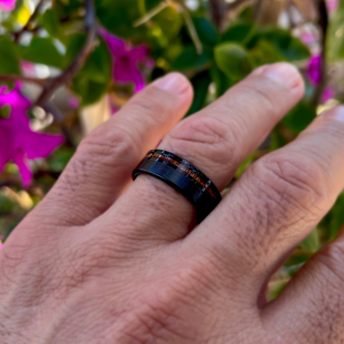 Mana Black Tungsten Koa Ring