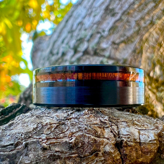 Mana Black Tungsten Koa Ring