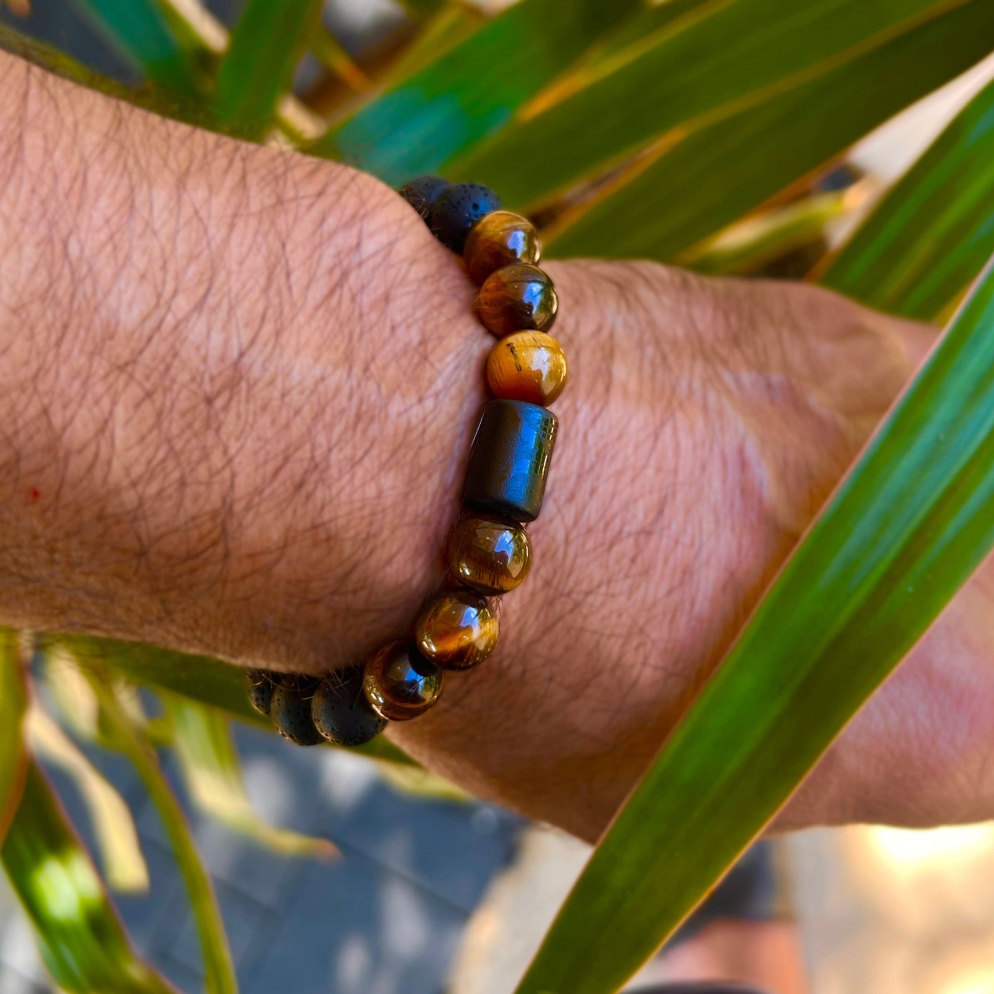 Lava Rock Zodiac Stretch Bracelets w/Tiger Eye Beads
