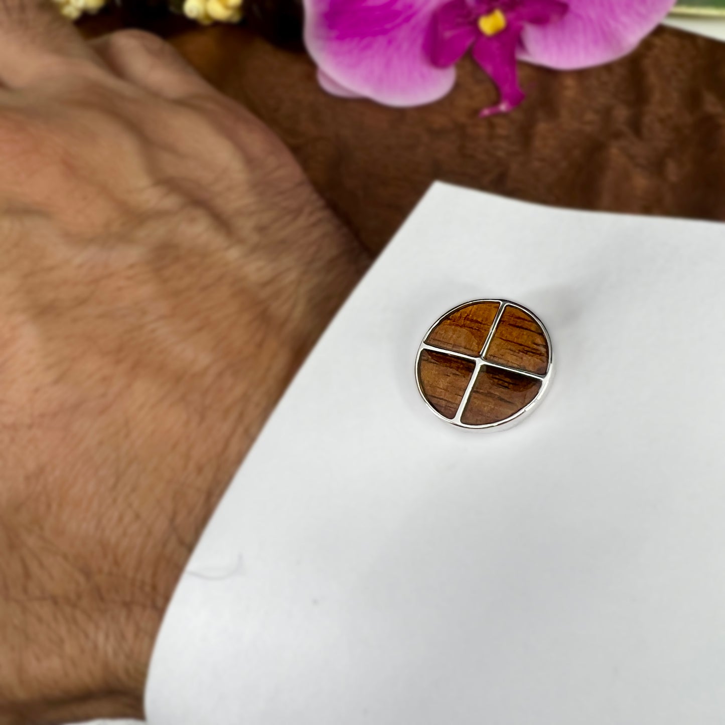 Koa Wood Silver Plated Cufflinks