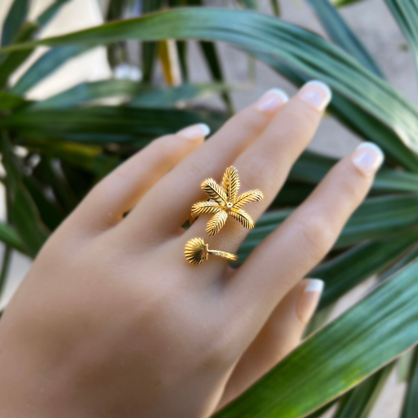 Tropical Palms Adjustable Ring