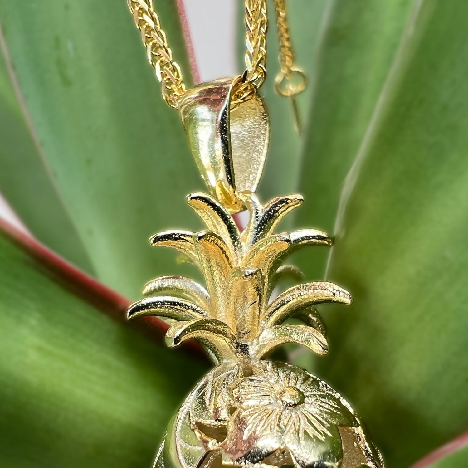 Golden Pineapple Pendant w/Chain