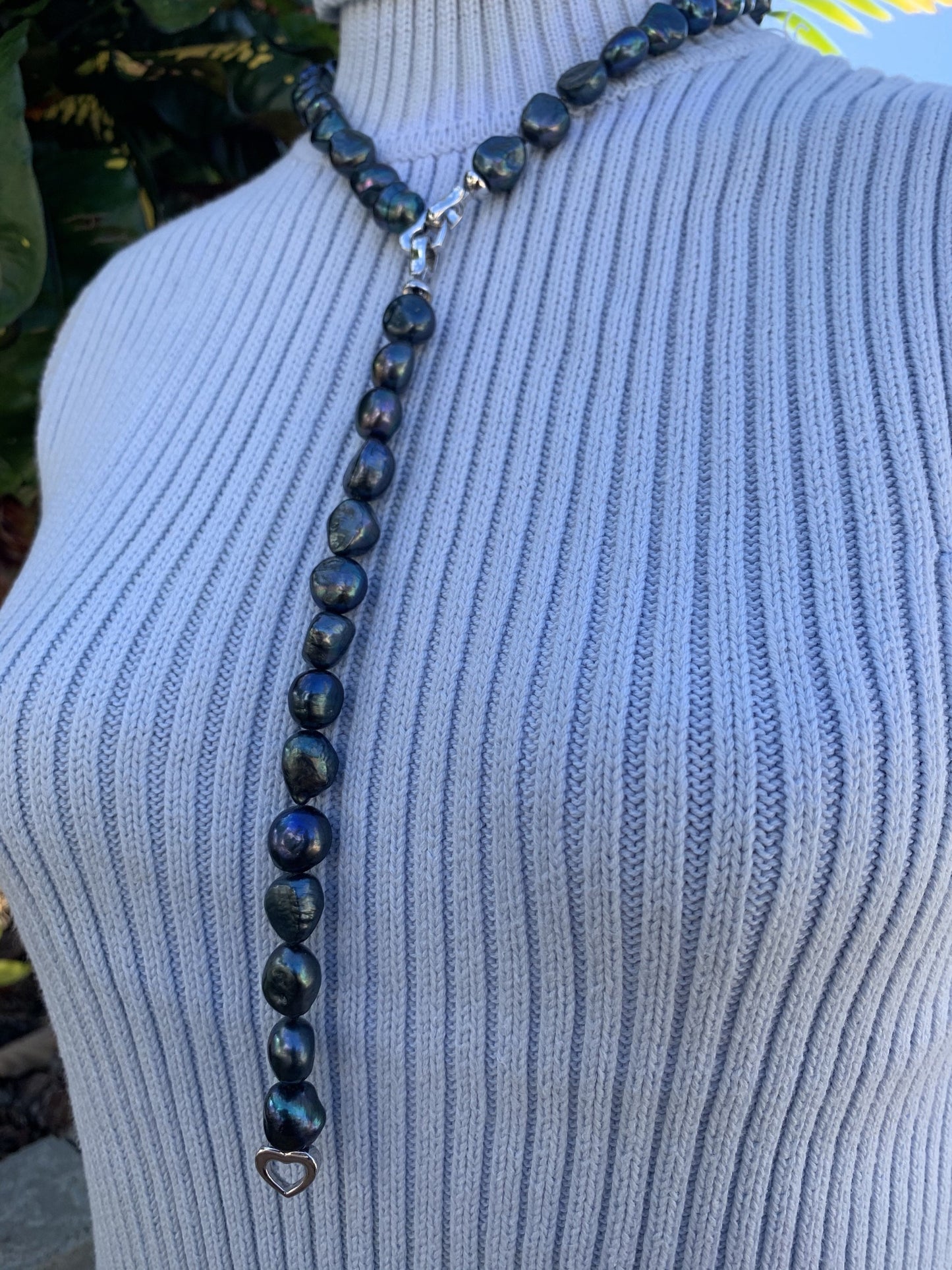 Baroque pearl necklaces showing lariat style.