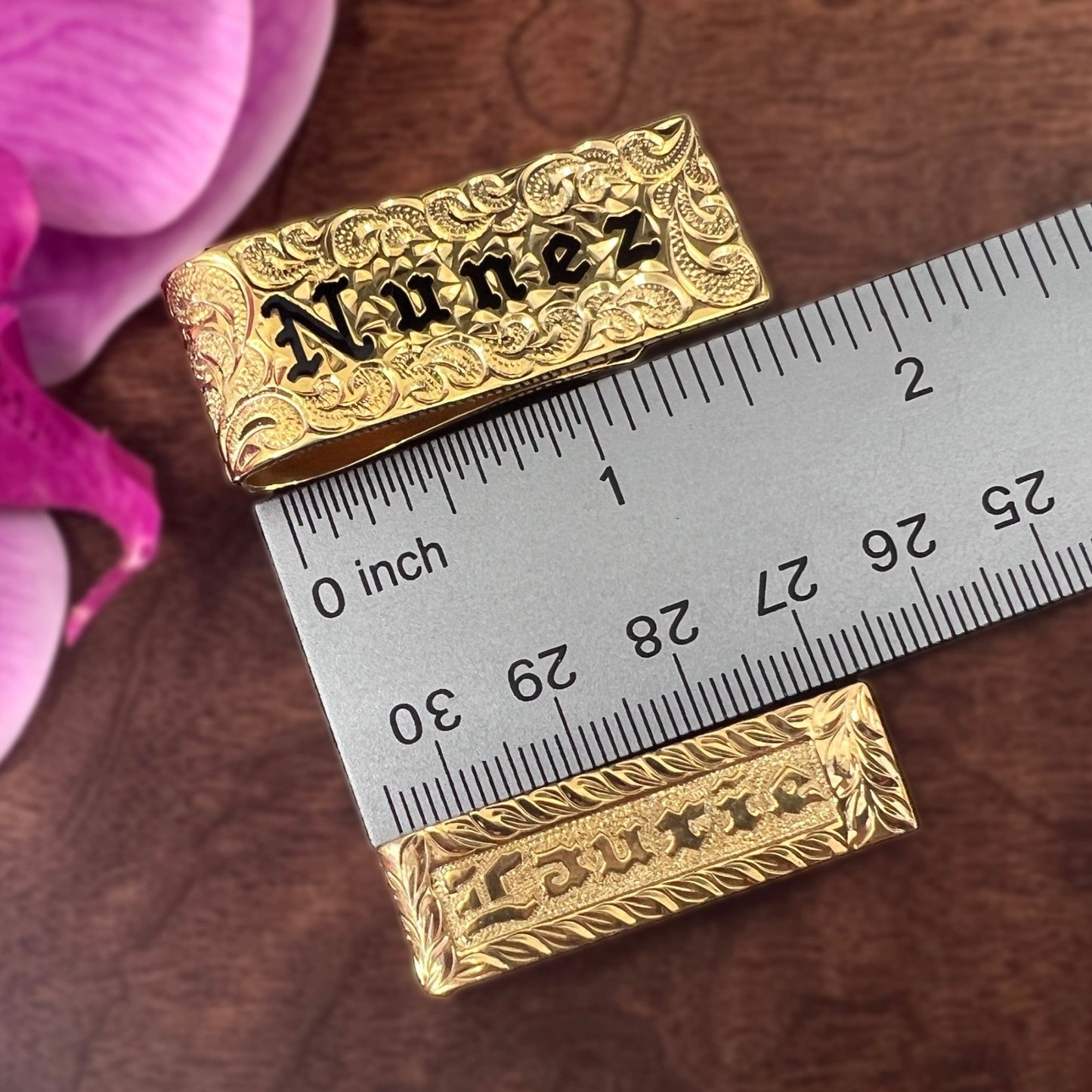 Hawaiian Scroll Custom Gold Plated Money Clip