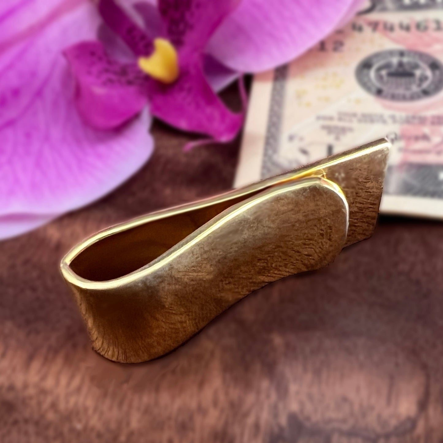 Hawaiian Scroll Custom Gold Plated Money Clip