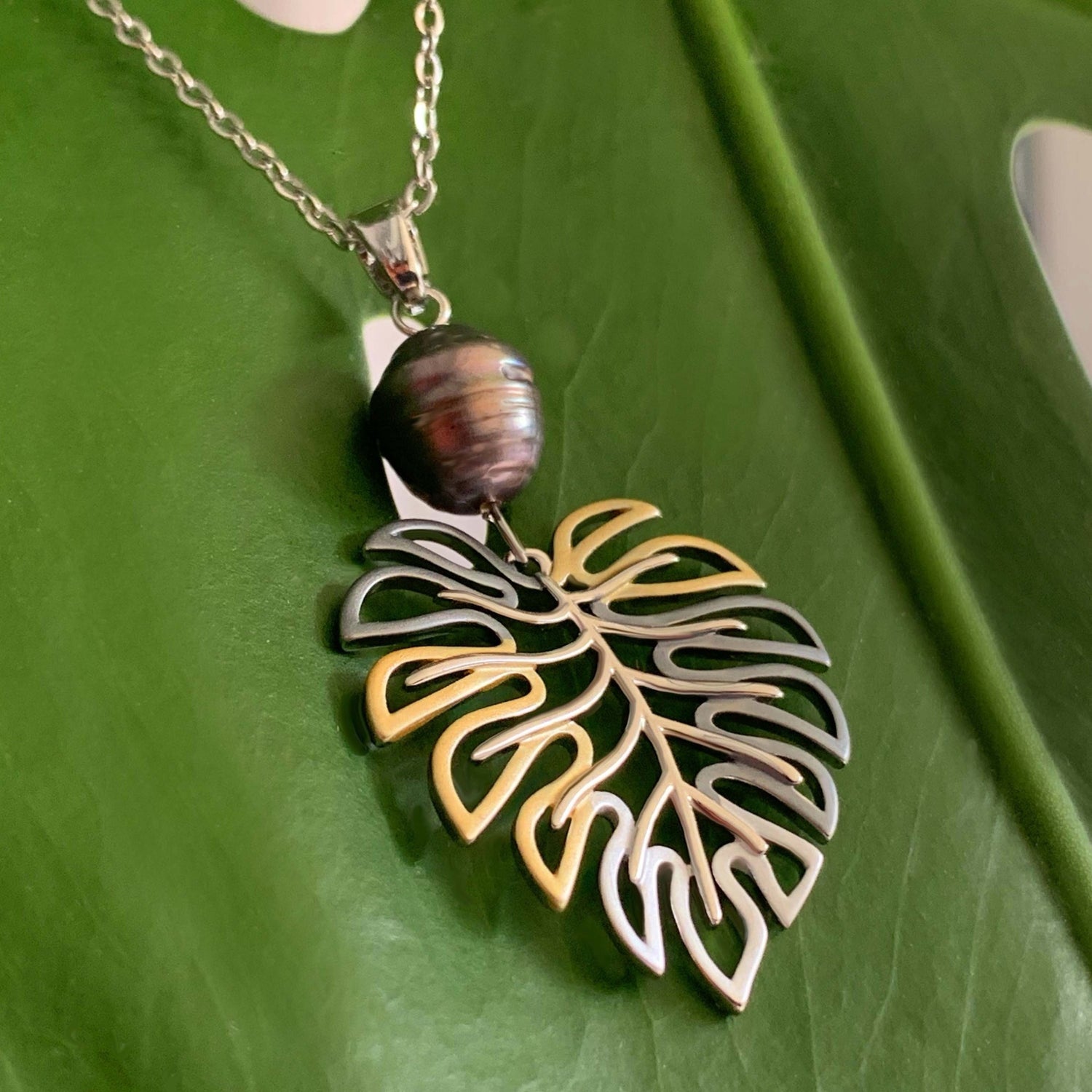 monstera jewelry Monstera Leaf Pearl Jewelry