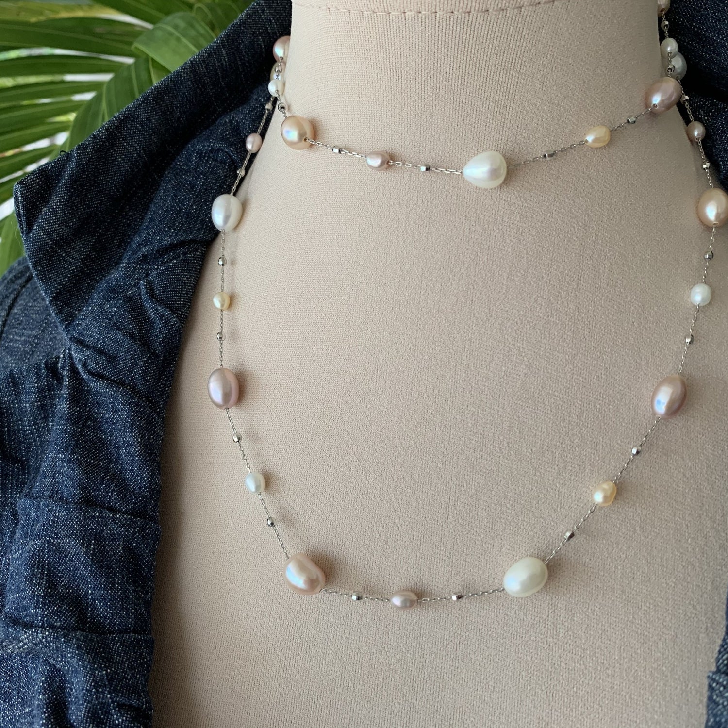 Buy Freshwater Pearl Triple Strand Necklace Crystal Gold Silver Statement  Bridal Ivory Chunky White Multi Strand Holiday Formal Gift Handmade Online  in India - Etsy
