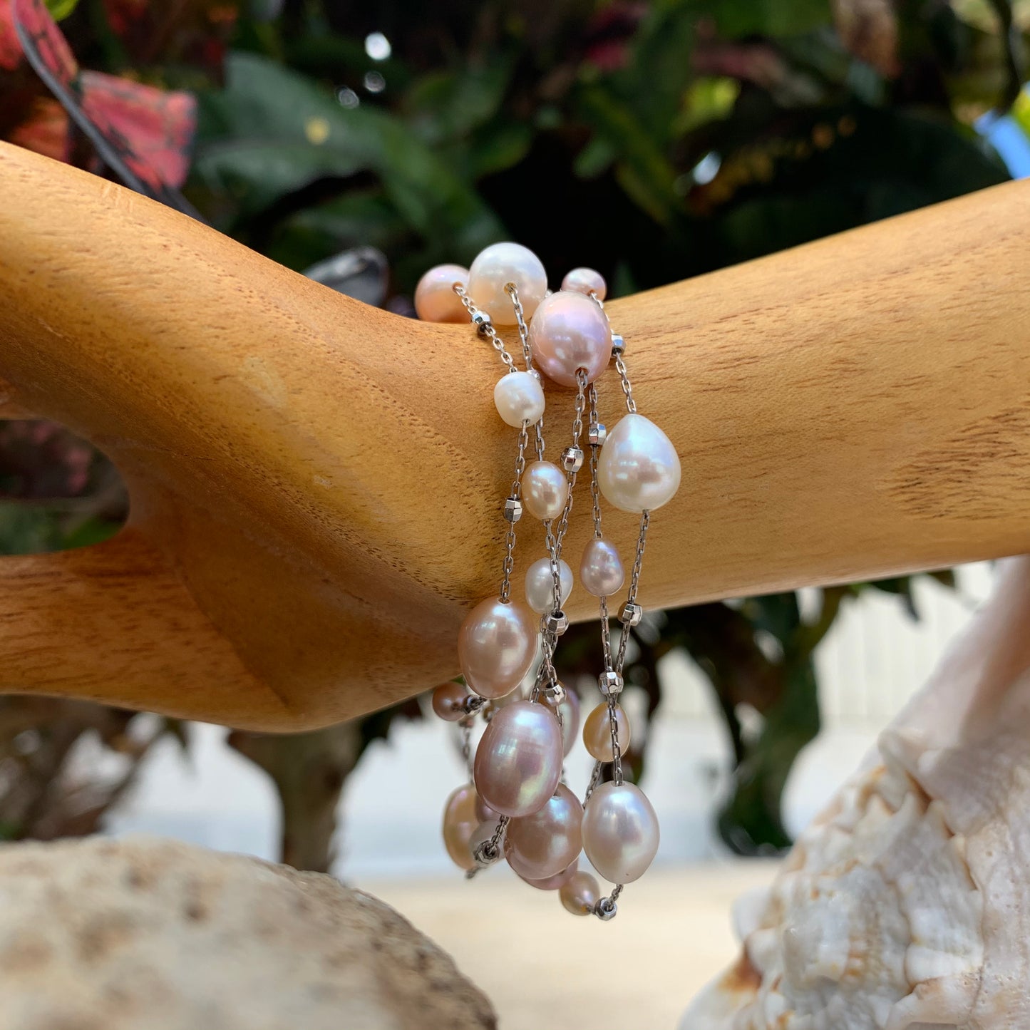 Multi-Strand Dew drop pearl strand made into a bracelet.