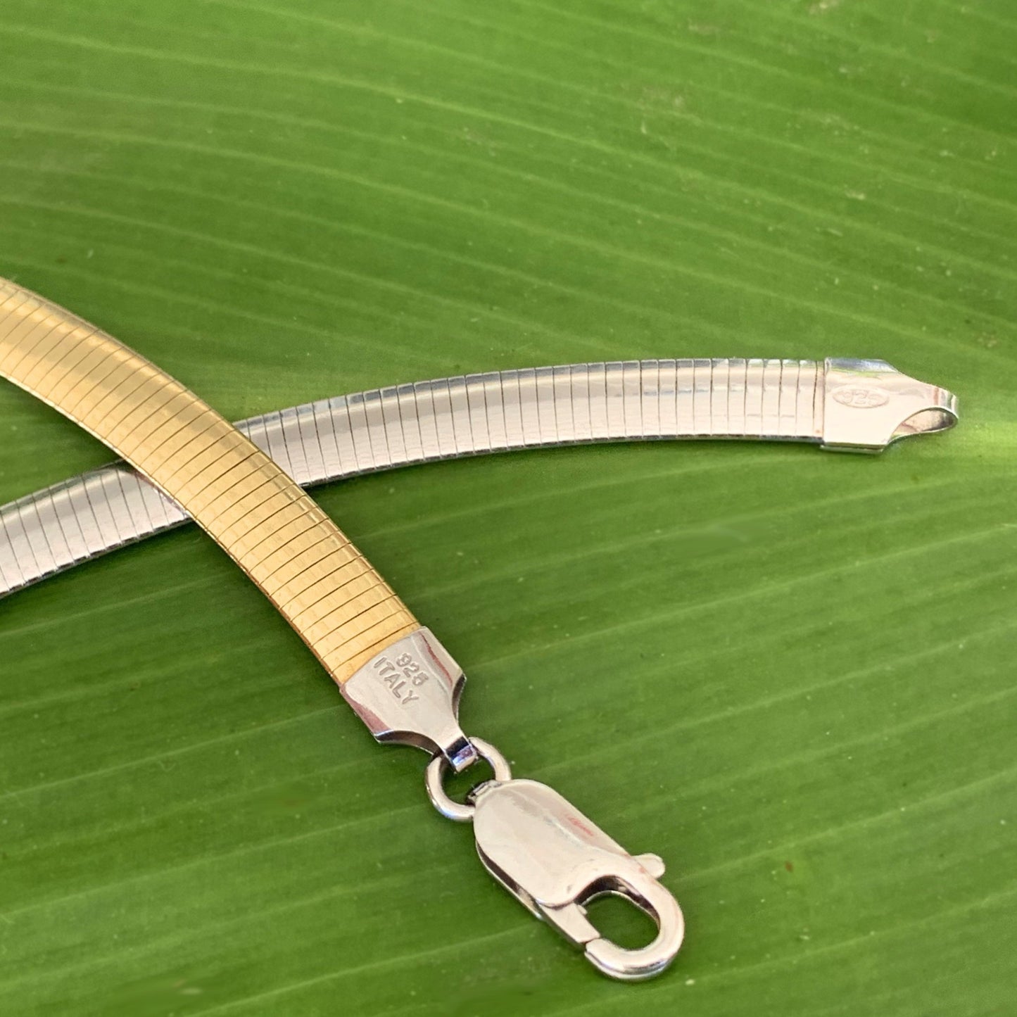 Omega Chain for Plumeria Pendant with .925 Sterling Silver Stamp and Italy Stamp.