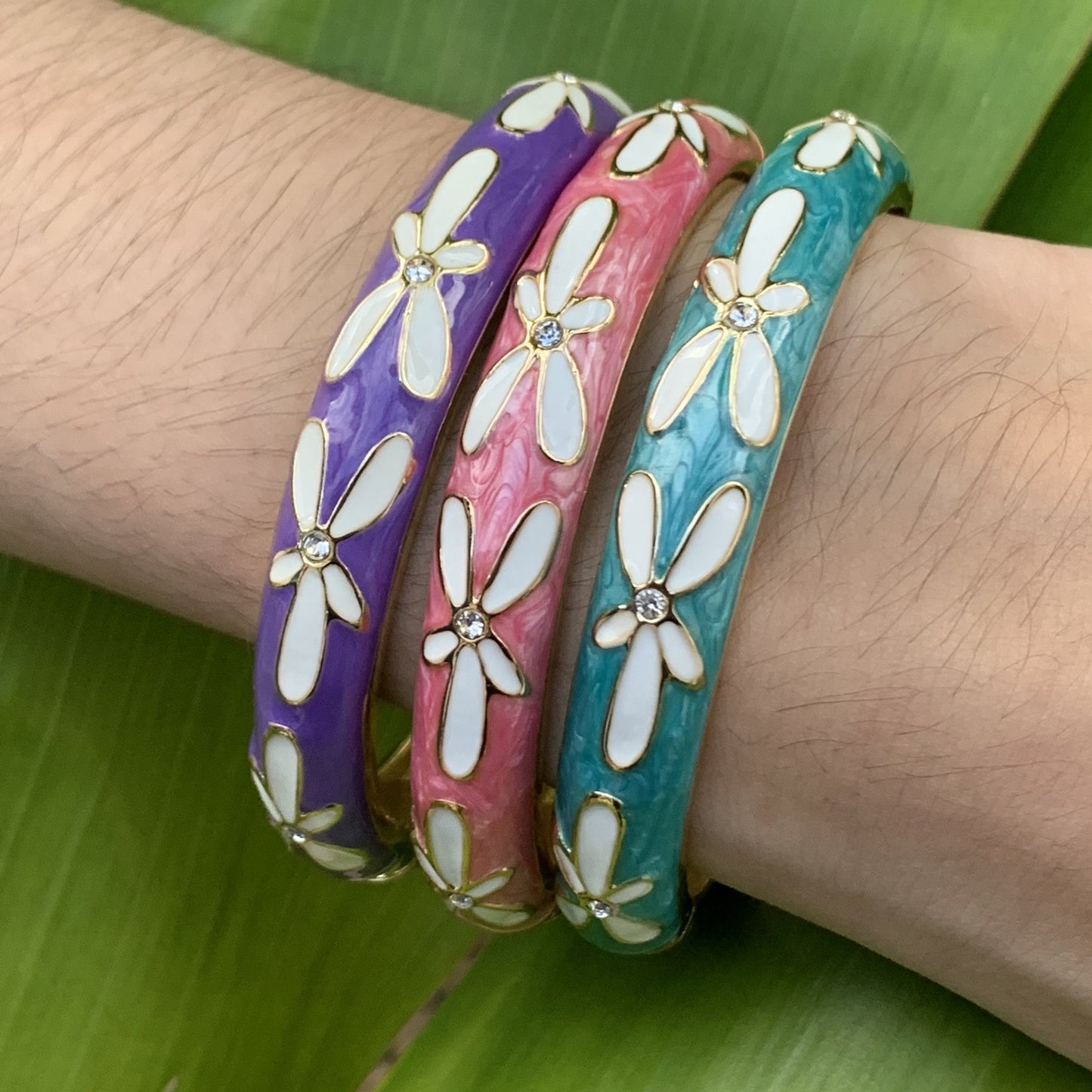 Plumeria CZ Bangles (SET of 3)