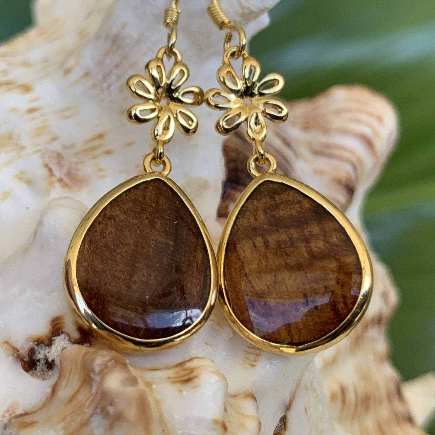 Pineapple Koa Teardrop Earrings