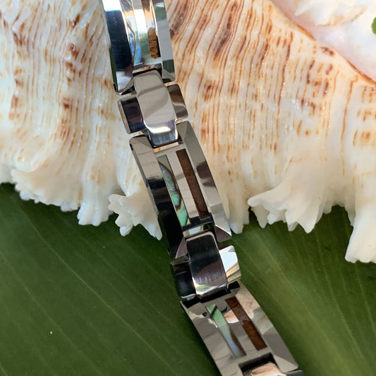 Tungsten Koa Abalone Bracelet